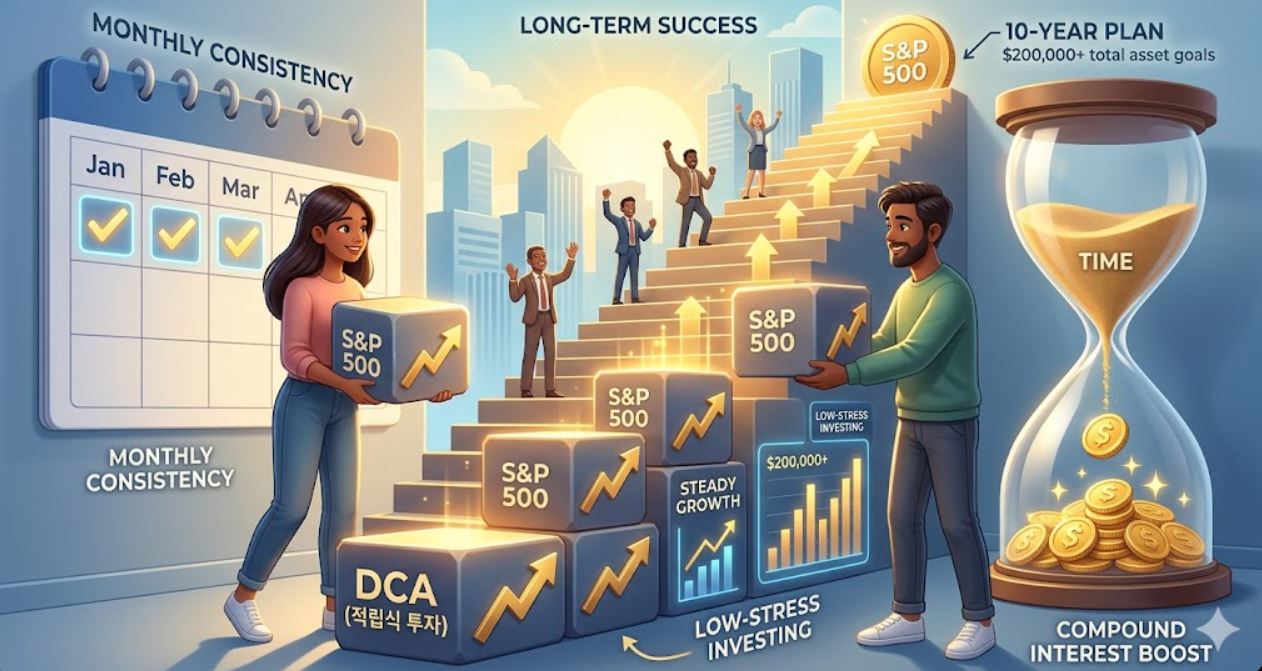 Advantages of DCA strategy for S&P 500 and 10-year goal